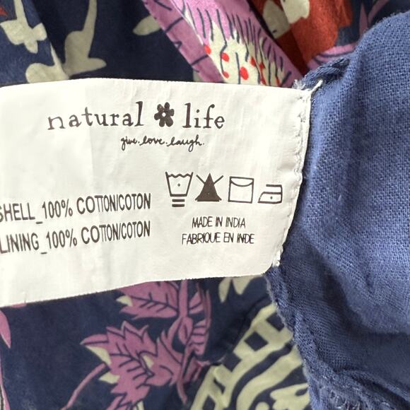 Natural Life Dress Size Medium Abbie Tunic Mini 100% Cotton Boho Floral Swing - Picture 14 of 15